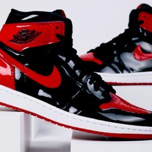 Brand new Nike Air Jordan 1 Retro High OG Patent Bred GS Size 6.5Y / 8 women
